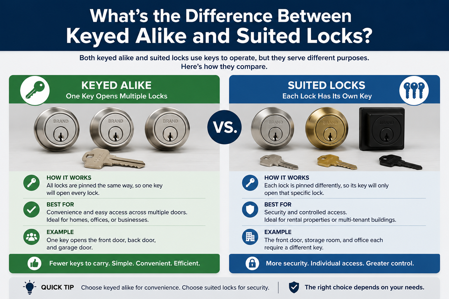 What's the Difference Between Keyed Alike and Suited Locks?