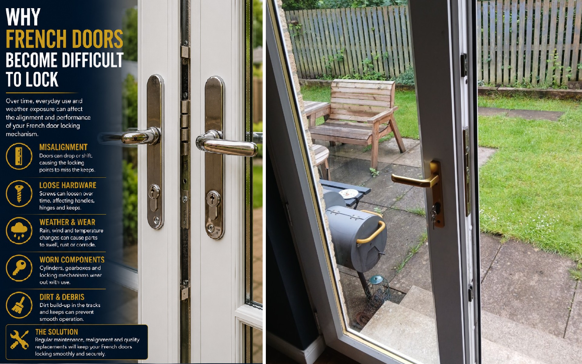 Why French Doors Become Difficult to Lock