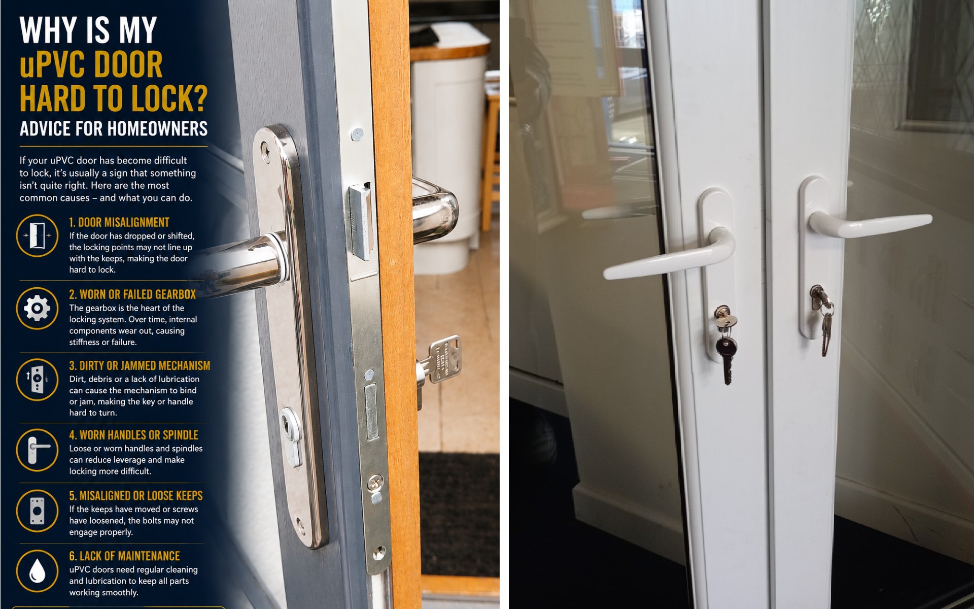 Why Is My uPVC Door Hard to Lock? Advice for Homeowners Why Is My uPVC Door Hard to Lock? Advice for Homeowners