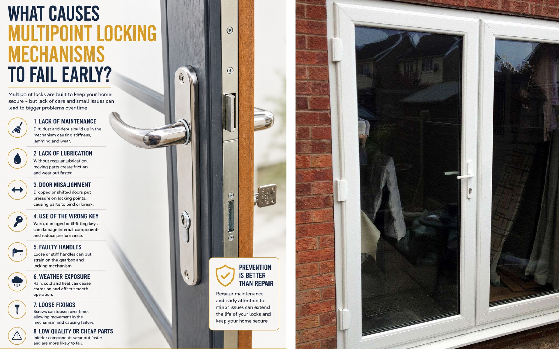 What causes multipoint locking mechanisms to fail early?