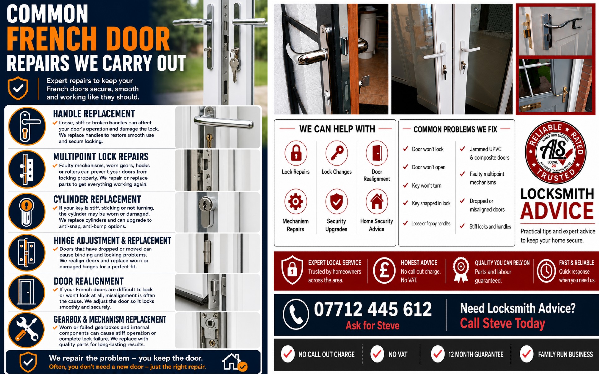 Common French Door Repairs We Carry Out