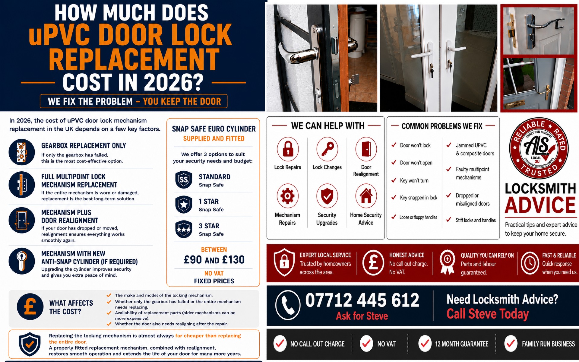 How much does uPVC door lock replacement cost in 2026? 
