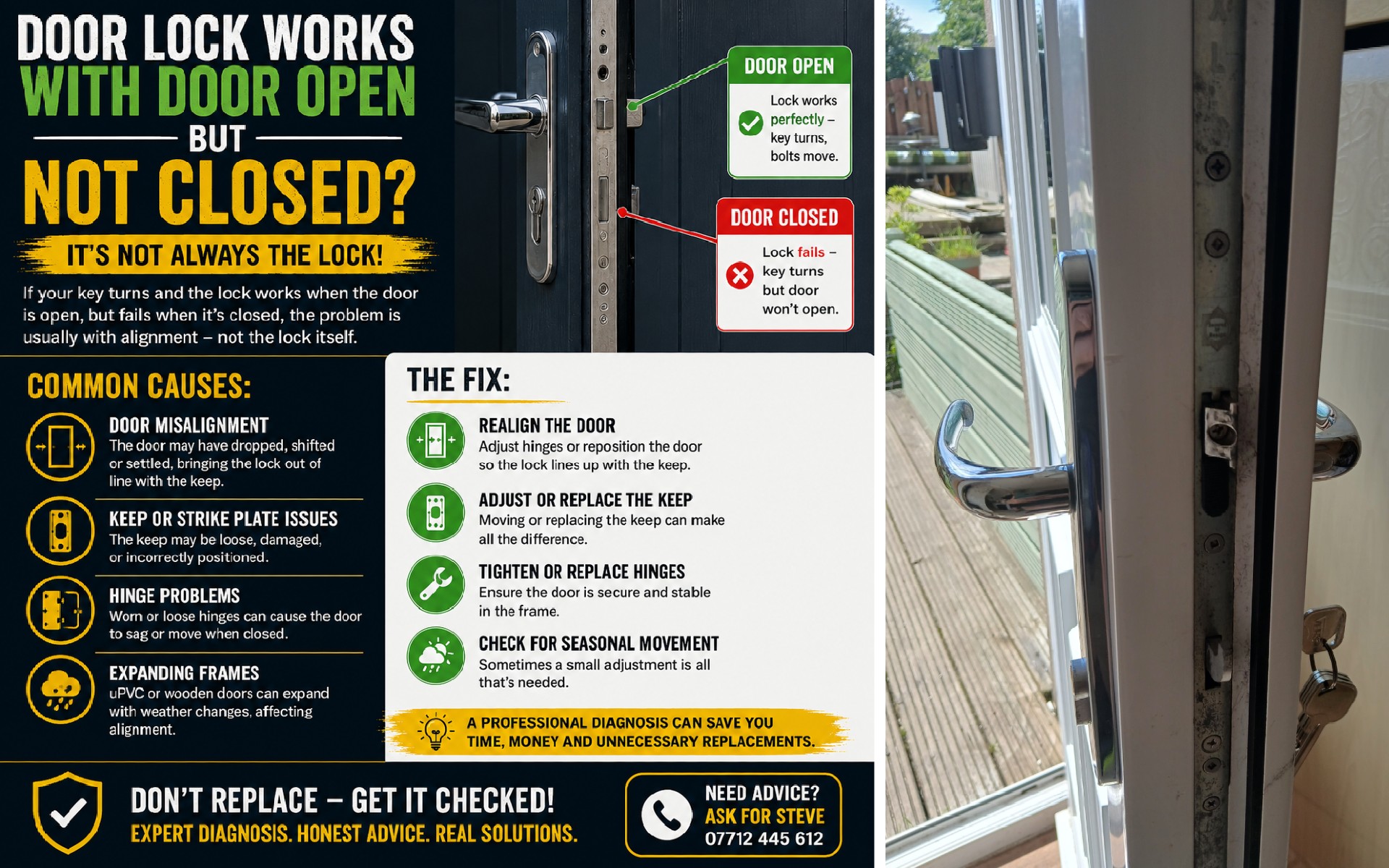 Door Lock Works With the Door Open but Not Closed Door Lock Works With the Door Open but Not Closed