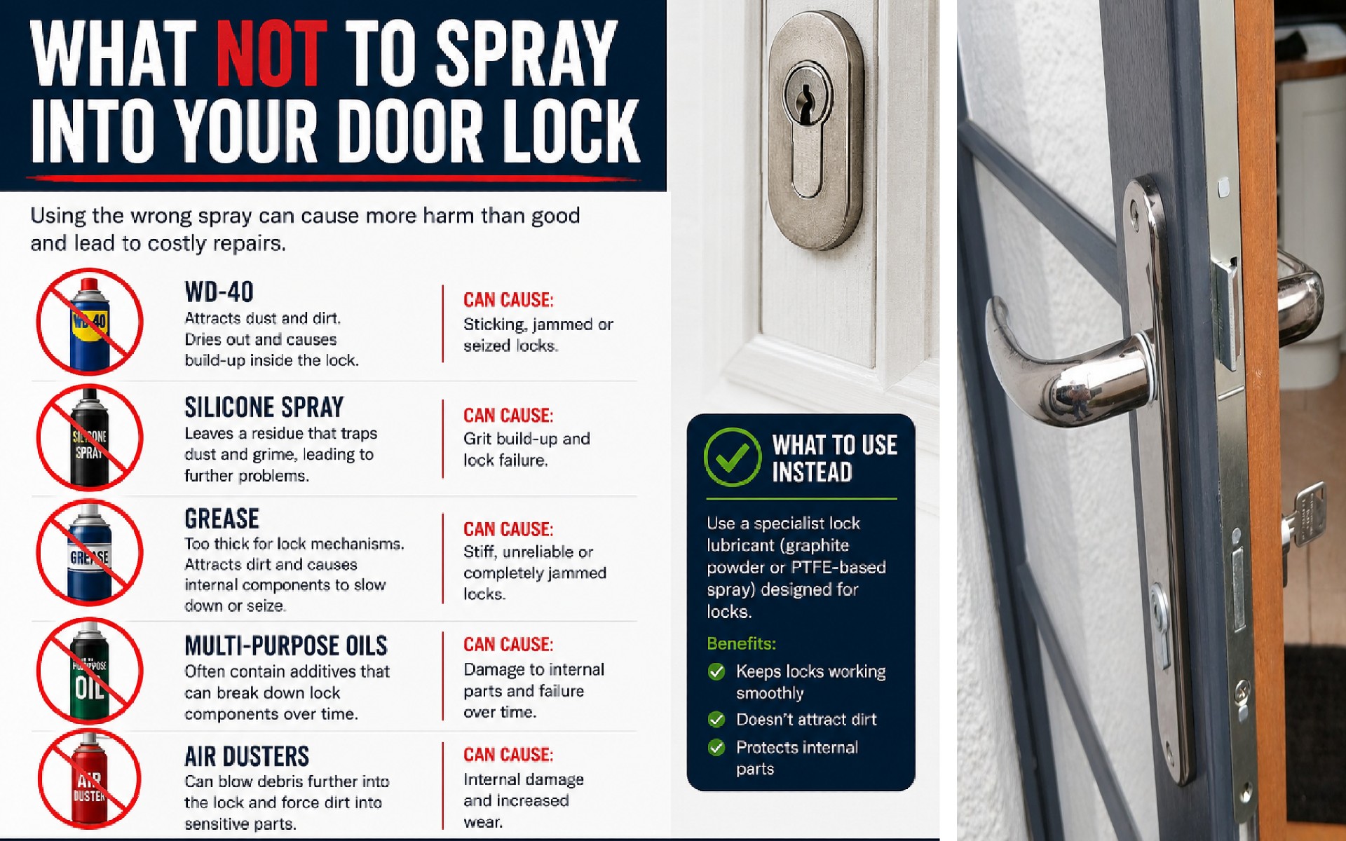 What Not to Spray Into Your Door Lock