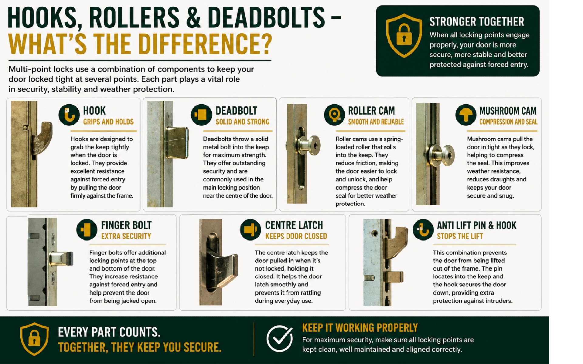 Hooks, Rollers and Deadbolts – What's the Difference?