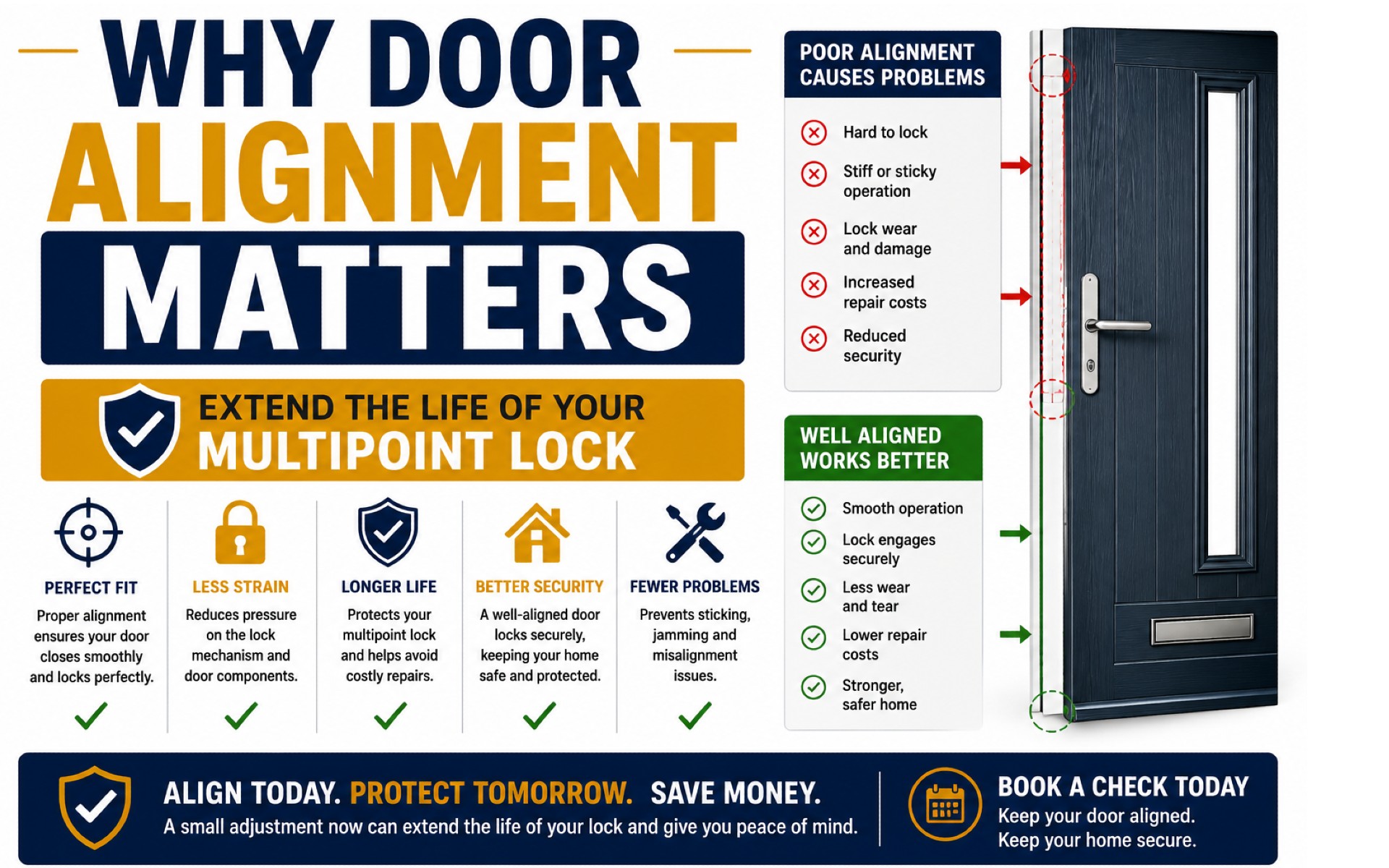 Why Door Alignment Matters More Than You Think How Realignment Protects Your Lock, Extends Its Life and Prevents Costly Repairs Why Door Alignment Matters More Than You Think How Realignment Protects Your Lock, Extends Its Life and Prevents Costly Repairs