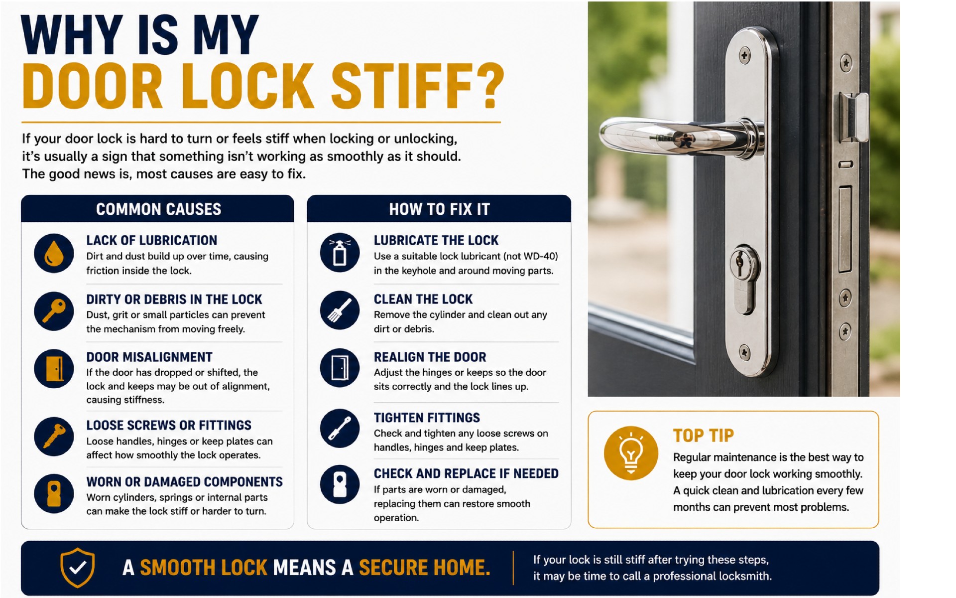 Why is my door lock stiff? Why is my door lock stiff?
