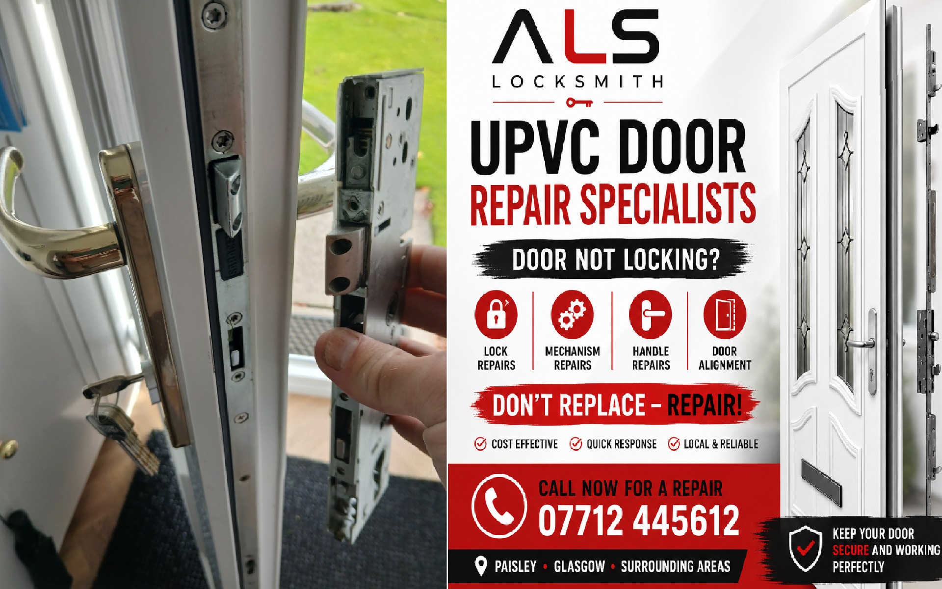 Two uPVC Door Repairs in Glasgow G53: Gearbox Replacement and Door Alignment Two uPVC Door Repairs in Glasgow G53: Gearbox Replacement and Door Alignment