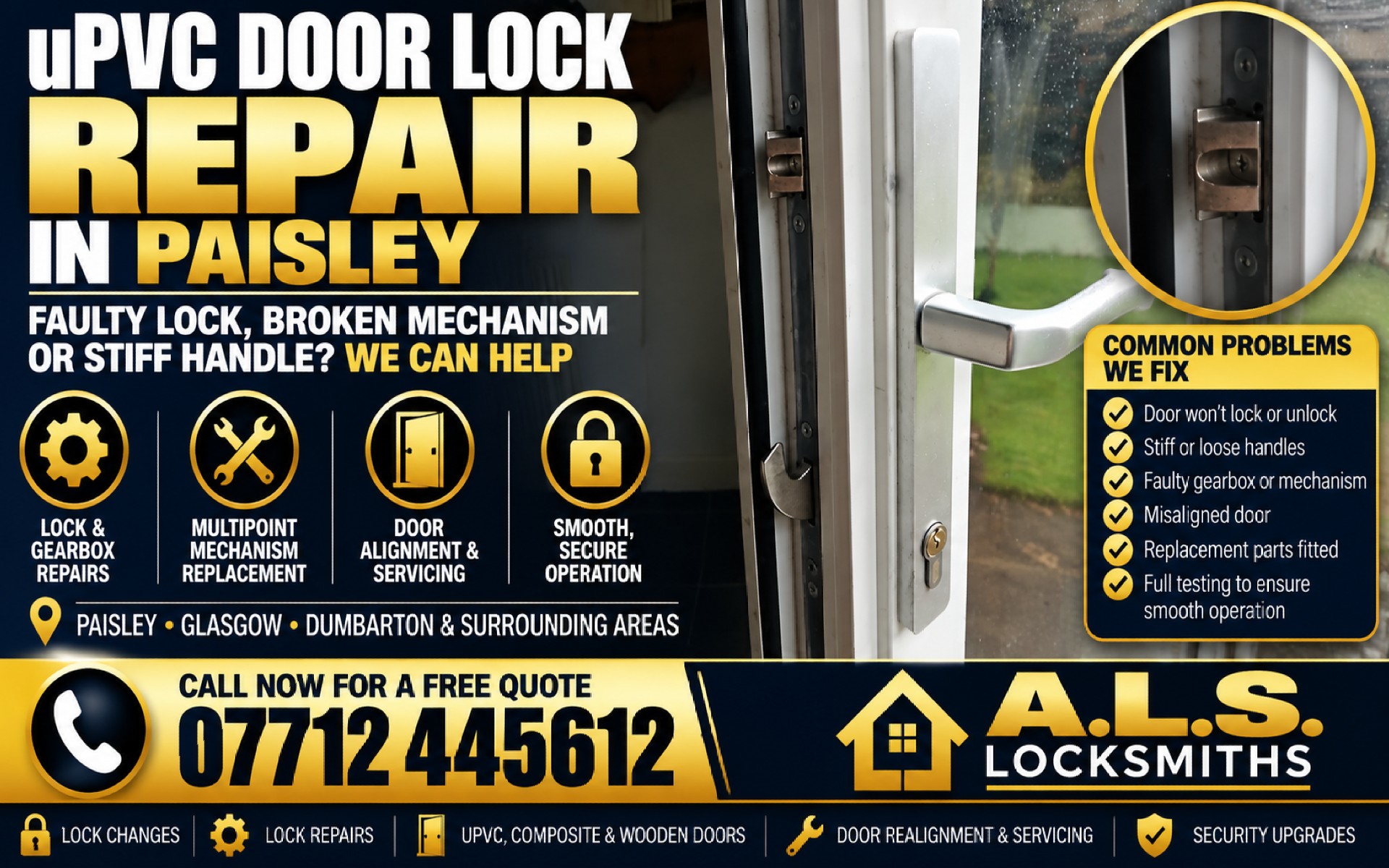 uPVC Door Lock Repair in Paisley: Adapting a Replacement Gearbox for an Obsolete Mechanism uPVC Door Lock Repair in Paisley: Adapting a Replacement Gearbox for an Obsolete Mechanism